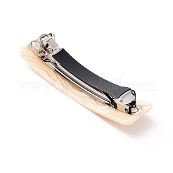酢酸セルロース（樹脂）ヘアバレッタ  白金鉄パーツ  長方形  淡黄色  84.5x24x14mm&nbsp;LS-PHAR-F012-02B