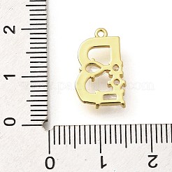 真鍮製マイクロパヴェキュービックジルコニアペンダント  文字a-zのチャーム  ゴールドカラー  文字B  16x12x2.5mm  穴：1mm&nbsp;LS-KK-M310-01G-02