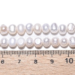 天然養殖淡水パールビーズ連売り  研磨両側  乳白色  5~6x4.5~5x 4.5~7mm  穴：0.6mm  約33~34個/連  6.89''（17.5センチメートル）&nbsp;PEAR-N014-05L-01