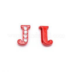 ラインストーンスライドレターチャーム  合金の最初の文字ビーズ  スプレー塗装  文字.j  J：11.5x7.5x4.5mm  穴：1.5x8mm&nbsp;RB-TAC0002-01J