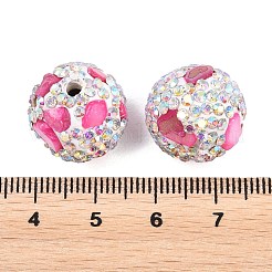 手作り樹脂粘土ラインストーンビーズ  染めシェル付き  ラウンド  赤ミディアム紫  16~16.5mm  穴：2.8mm&nbsp;CLAY-H009-03F