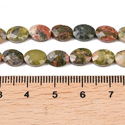 天然石ユナカイトビーズ連売り  多面カット  フラットオーバル  8x6x3mm  穴：0.7~0.8mm  約46~47個/連  14.96~15.16''（38~38.5センチメートル）&nbsp;G-H349-A01-04