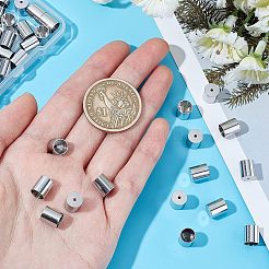 304ステンレススチールコードエンド50個  エンドキャップ  コラム  ステンレス鋼色  7x7mm  穴：1.6mm  内径：6mm&nbsp;STAS-UN0029-16