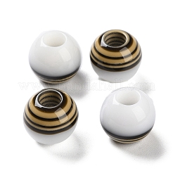 レジンヨーロピアンビーズ  大穴ビーズ  ラウンド  ホワイト  16x14mm  穴：6mm&nbsp;RESI-U009-05C