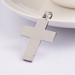 変色しにくいクロス 304 ステンレス ペンダント  ステンレス鋼色  33.5x24x2mm  穴：4.5x6.5mm&nbsp;STAS-F016-14P