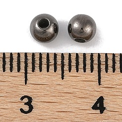 Ccbプラスチックラウンドビーズ  ガンメタ色  4x3.5mm  穴：1.4mm&nbsp;ALUM-U001-08A-02