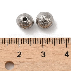 変色しにくい304ステンレススチールビーズ  ハート付きフラットラウンド  ステンレス鋼色  7x6.5mm  穴：1.4mm&nbsp;STAS-I203-32P