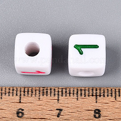 不透明なアクリルの欧州大きな穴ビーズ  番号の立方体1  エナメル  数  9.5~10x9.5~10x9.5~10mm  穴：4mm&nbsp;SACR-N020-01A-02