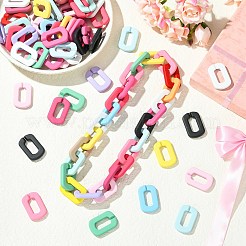 ゴム引きアクリル連結リング  クイックリンクコネクター  長方形  ミックスカラー  30.5~31x20x4.5~5mm  内径：18x8mm&nbsp;OACR-CJC0006-37