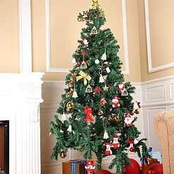 20個 2スタイル クリスマスツリー 木製ペンダント デコレーション  ジュートコード付き  バリーウッド  78.5~86.5x64~71.5x2~3mm  穴：3mm  10個/スタイル&nbsp;WOOD-YW0001-72