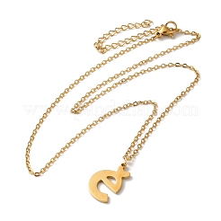304ステンレススチールペンダントネックレス  文字L  文字e  15.75インチ（40cm）  ペンダント：19x12x1.5mm&nbsp;LS-NJEW-H036-02G-E