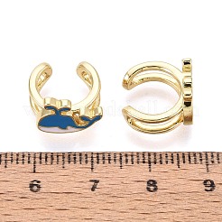 クジラの真鍮エナメルカフイヤリング  ドジャーブルー  12.5~13x13x9mm&nbsp;EJEW-T049-05G