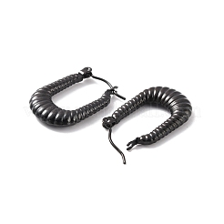 イオンプレーティング（IP）304ステンレススチール長方形フープピアス  女性用クロワッサンピアス  電気泳動黒  24x15.5x4mm  ピン：0.6mm&nbsp;EJEW-P198-01EB