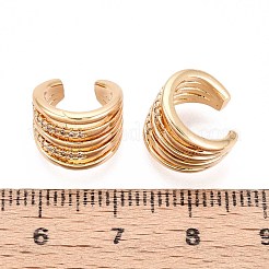 真鍮マイクロペーブクリアキュービックジルコニアカフイヤリング  多層C字型  18KGP本金メッキ  11.5x12x10mm&nbsp;EJEW-T047-65G