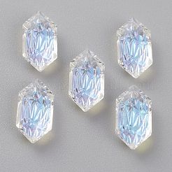 エンボスガラスラインストーンペンダント  双円錐形  多面カット  クリスタルのきらめき  13x6.5x4mm  穴：1.5mm&nbsp;GLAA-J101-02A-00SI
