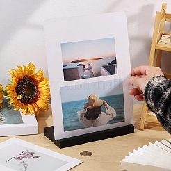 ステンレススチール製のサポートを備えた木製のビニールレコードスロットディスプレイスタンド  長方形  ステンレス鋼色  ブラック  9x20x20cm&nbsp;ODIS-WH0043-344B