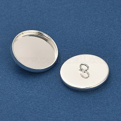 フラットラウンド真鍮ペンダントカボションのセッティング  長持ちメッキ  ラックめっき  鉛フリー＆カドミウムフリー  銀  トレイ：16.5mm  18x5.5mm  穴：2mm&nbsp;KK-A276-11S