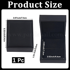長方形のPUレザーバッジ収納ボックス  ギフトケース  ブラック  8.4x7.3x3.9cm&nbsp;CON-WH20008-20A