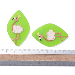 アクリルパーツ  3dプリント  模様のある菱形  芝生の緑  45x28.5x2.5mm  穴：1.6mm&nbsp;KY-I007-04B