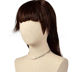 女の子の女性のためのヴィンテージナチュラルパールビーズネックレス  304ステンレススチールペーパークリップチェーンネックレス  ホワイト  16.57インチ（42.1cm）&nbsp;NJEW-JN03678