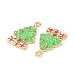 クリスマス合金エナメルペンダント  ゴールドカラー  クリスマスツリー  28.5x16.5x1mm  穴：1.8mm&nbsp;X-ENAM-D047-17G-07