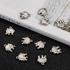 変色しにくい201ステンレススチールの象のチャーム  ステンレス鋼色  13.5x11.5x3.5mm  穴：1.5mm&nbsp;X-STAS-Q192-15