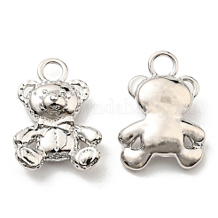 ラックメッキ合金ペンダント  クマのチャーム  長持ちメッキ  鉛フリー＆カドミウムフリー  プラチナ  21x15x6mm  穴：3.2mm&nbsp;X-PALLOY-K010-42P