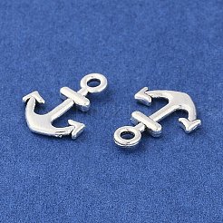 チベット風合金チャーム  アンカー  カドミウムフリー＆鉛フリー  アンティークシルバー  13.8x10.5x2mm  穴：1.8mm&nbsp;X-TIBEP-S297-14AS-RS