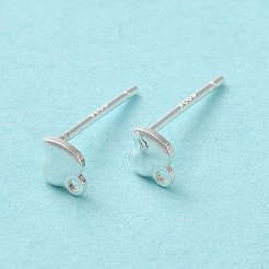 ハート 925 スターリングシルバー スタッド イヤリング所見  水平ループ付き  s925スタンプあり  銀  5x4mm  穴：0.9mm  ピン：11x0.6mm&nbsp;STER-K174-11S