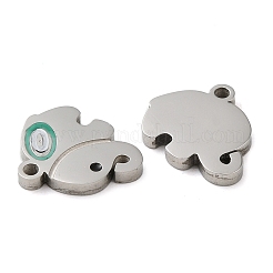 304ステンレススチールエナメルチャーム  象のチャーム  ステンレス鋼色  9x11x1.5mm  穴：1.2mm&nbsp;STAS-D018-05P