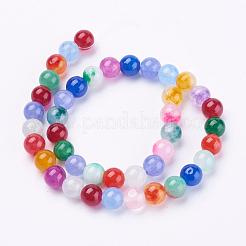 天然石ホワイトジェイドビーズ連売り  染め  ラウンド  カラフル  ミックスカラー  6~6.5mm  穴：1mm  約60個/連  12.7インチ（32.5cm）&nbsp;G-G715-01-6mm