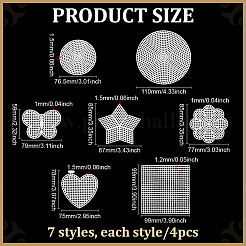 28個 7スタイル DIY プラスチック キャンバス シェイプ  針先プロジェクト用  コースターと工芸品  混合図形  ホワイト  59~110x75~110x1~1.5mm  4個/スタイル&nbsp;DIY-ME0001-48