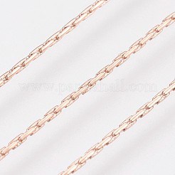 耐久性のあるメッキ真鍮ボストンリンクチェーンネックレス  カニカン付き  ニッケルフリー  ローズゴールド本金メッキ  18.1インチ（46cm）  0.7mm&nbsp;NJEW-K112-08RG-NF