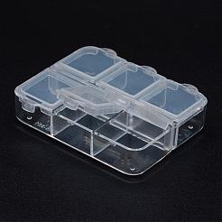 ポリプロピレンプラスチックビーズ容器  フリップトップビーズ収納  6のコンパートメント  長方形  透明  6.5x5.5x1.6cm&nbsp;CON-N008-001