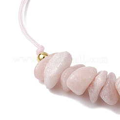 天然ピンクオパール編みビーズブレスレット  真鍮のビーズで  チップ  内径：2-7/8インチ（7.3cm）  1個/スタイル&nbsp;BJEW-JB11155-08