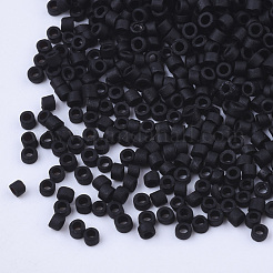 不透明なガラスシリンダービーズ  シードビーズ  つや消し色  丸い穴  ブラック  1.5~2x1~2mm  穴：0.8mm  約8000個/袋  約85~95 G /袋&nbsp;SEED-Q036-01A-J01