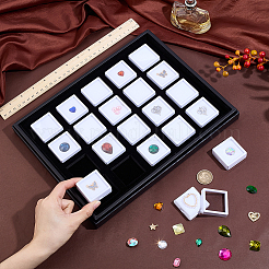アクリルとPUレザーのジュエリートレイ  小さなABSプラスチック製ルースダイヤモンド収納ケース付き  長方形  ブラック  23.8x31x2.8cm&nbsp;CON-WH0089-135B