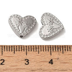変色しにくい304ステンレススチールビーズ  花とハート  ステンレス鋼色  10x11.5x3mm  穴：1.2mm&nbsp;STAS-K285-12P