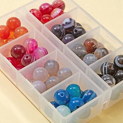 80 個 8 スタイル天然瑪瑙ビーズ セット  カーネリアンを含む  縞瑪瑙/バンデットアゲート  アゲート  染めと未染色の混合  ラウンド  8mm  穴：1mm  10個/スタイル&nbsp;G-FS0002-43
