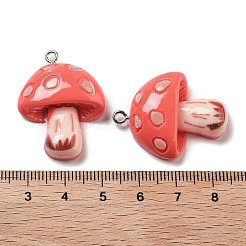 樹脂チャーム  キノコ  鮭色  31.5x24.5x8.5mm  穴：2mm&nbsp;RESI-Z031-01F