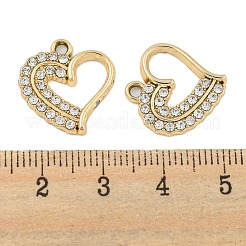 UVメッキ合金ラインストーンペンダント  ハート  ゴールドカラー  17.5x16.5x2.5mm  穴：1.8mm&nbsp;ALRI-C009-06B-G