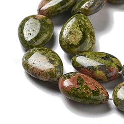 天然石ユナカイトビーズ連売り  フラットティアドロップ  17.5~18x13~13.5x6mm  穴：1.2~1.4mm  約11個/連  7.56''（19.2センチメートル）&nbsp;G-P528-L19-01