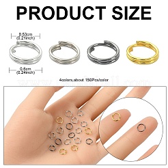 600 個 4 色の鉄スプリットリング  ダブルループ丸カン  ミックスカラー  21ゲージ  6x1.4mm  内径：5.3mm  単線：0.7mm  約150PCS /カラー&nbsp;IFIN-YW0003-35