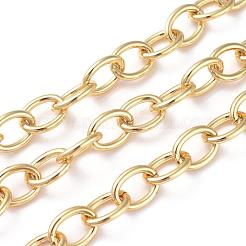 真鍮製アズキチェーン  ハンダ付け  スプールで  オーバル  長持ちメッキ  18KGP本金メッキ  11x8x1.6mm  約16.4フィート（5m）/ロール&nbsp;CHC-G005-11G