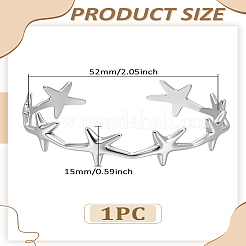 女性用ステンレススチールオープンカフバングル1個  ヒトデ  内径：2x2-1/8インチ（5.2x5.5cm）&nbsp;BJEW-LP0003-48B