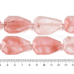 チェリークォーツガラスビーズ連売り  多面カットティアドロップ  36~40x24~26x9.5~10.5mm  穴：2mm  約9個/連  14.96''（38センチメートル）&nbsp;G-P548-B22-01