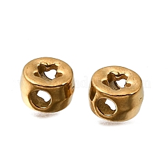 304ステンレススチールスペーサービーズ  イオンプレーティング（ip）  中空の花とフラットラウンド  18KGP本金メッキ  4x3mm  穴：1.5mm&nbsp;STAS-L315-049G