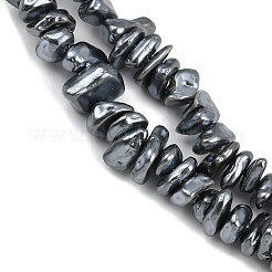 電気めっきシェルパールビーズ連売り  チップ  ブラック  5~12x2~5x4~6mm  穴：1mm  15.16~15.35''（38.5~39センチメートル）&nbsp;BSHE-H113-01C