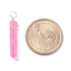 天然水晶染色ペンダント  銅線巻き付き  ミックスカラー  チップ  銀  29~34x4.5~5.5x4.5~6mm  穴：4mm&nbsp;PALLOY-JF01269-02