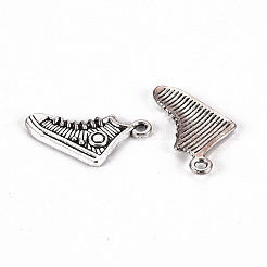 合金のチベット風チャーム  鉛フリー＆カドミウムフリー  靴  アンティークシルバー  12x16x1.5mm  穴：1.5mm&nbsp;X-TIBE-N010-68AS-RS